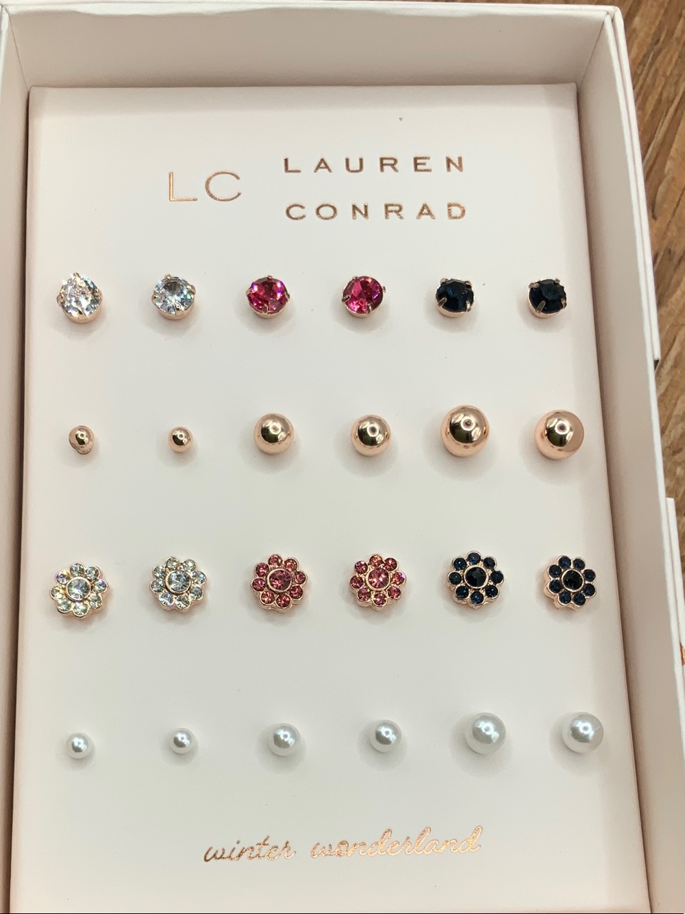 LC Lauren Conrad Multi-Color Stud Earring Set with Gold-Tone Accents - 12 Pairs